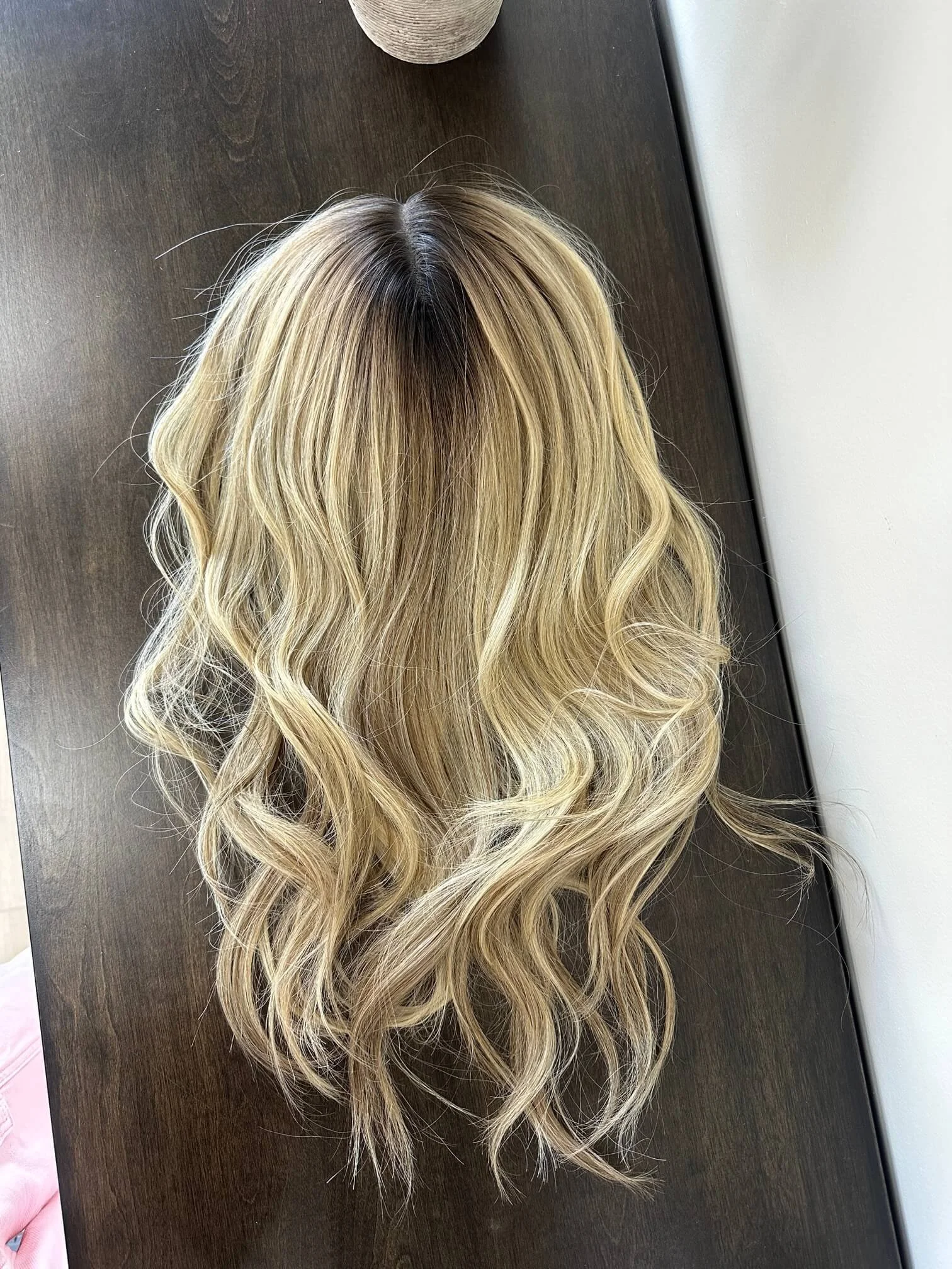 24-inch blonde Slavic human hair topper with natural density