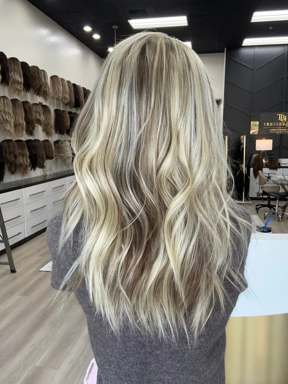 20-inch blonde Slavic human hair wig with a natural-looking base