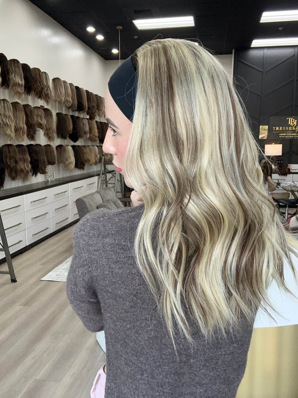 20-inch blonde Slavic human hair wig with 20-inch length