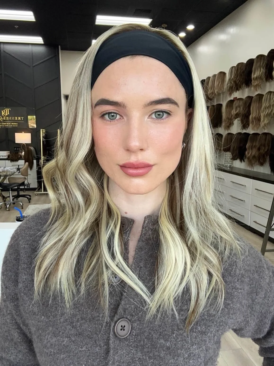20-inch blonde Slavic human hair wig with a natural-looking base