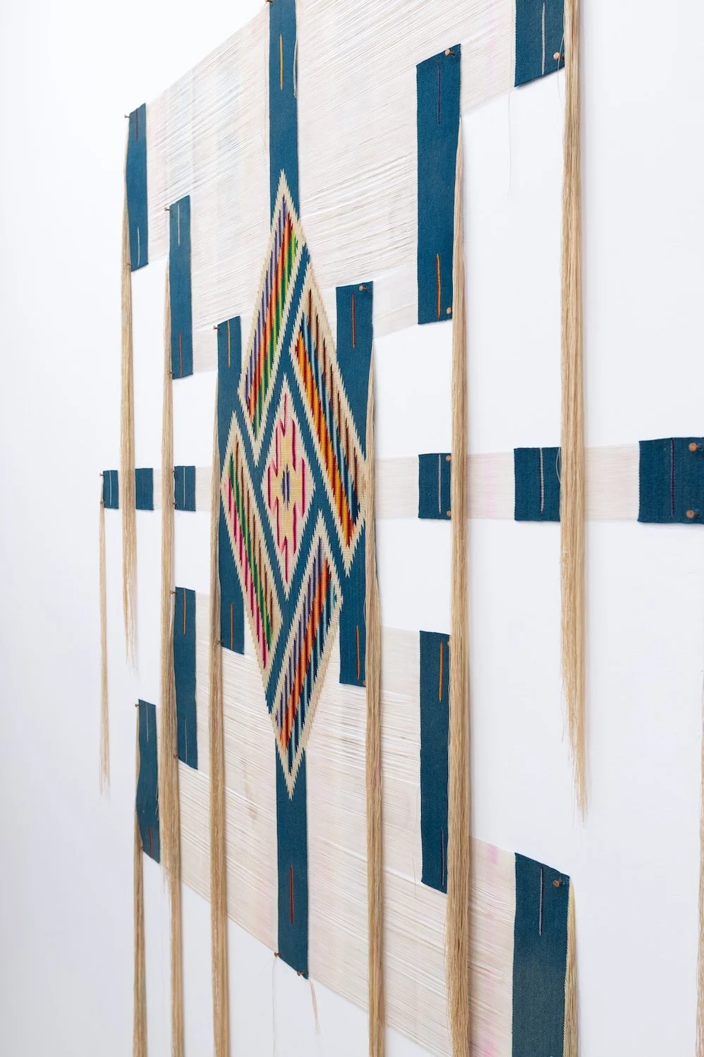 When the Stars Move, Time Shifts, & We Are Called Home : Grandmother Star, 2025 Deconstructed serape, thoughts of my grandmother, copper nails, interfacing 73 x 49 inches (web edit IV).jpg