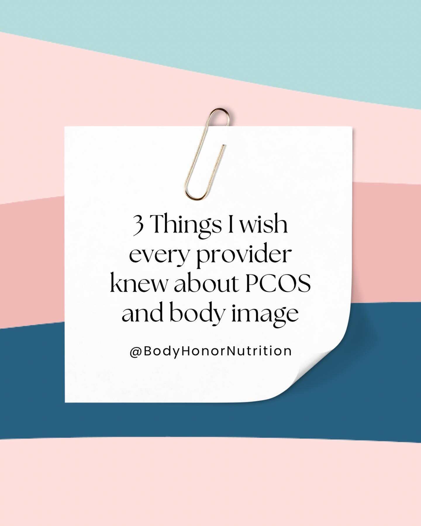 Body image is suuuch a vast and nuanced topic. When you throw PCOS into the mix it becomes even more complicated. I know way too many providers that feel stuck and unsure in how to help people with PCOS build a liberated relationship with food and bo