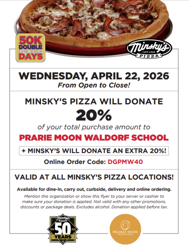 Double Give Back Day with Minskys Pizza