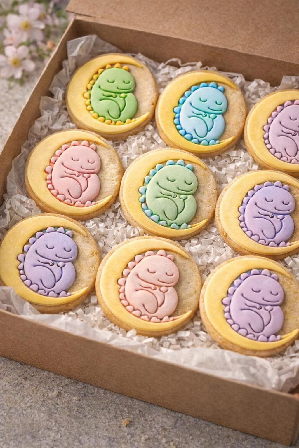 Luna Dinosaur Royal Icing Transfer, Cookie Decor Template (Digital Download)