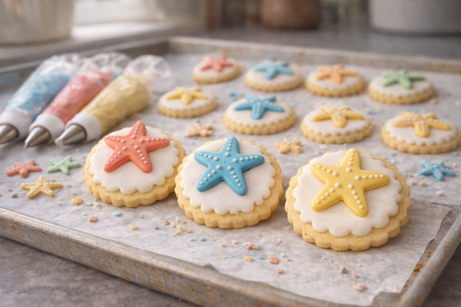 Summer Starfish Royal Icing Transfers, Ocean Beach Cookie Decorating Template, Digital Download Printable Tracing Sheet, Craft Project