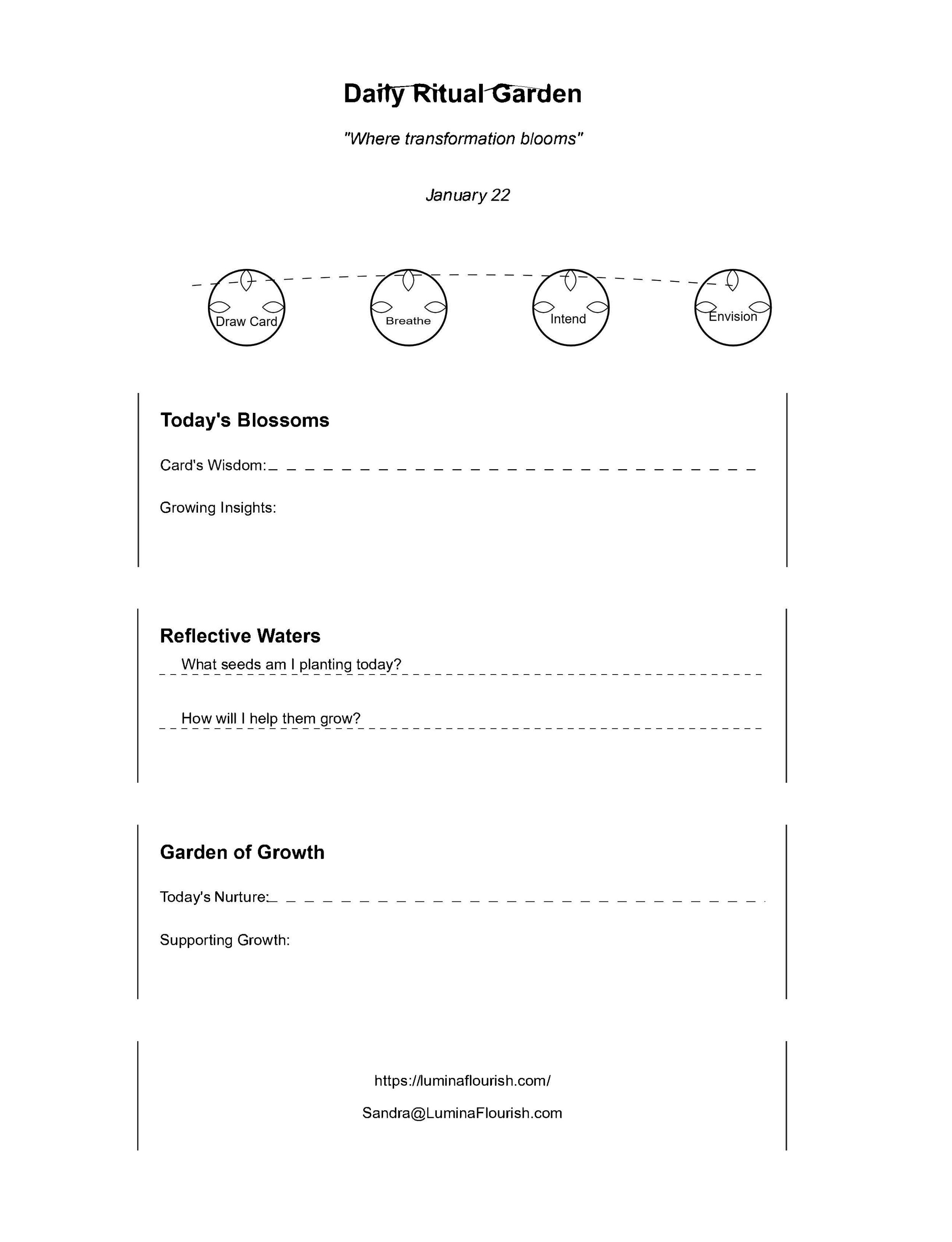 January 22 Daily Ritual Garden: Cultivate Mindfulness and Personal Growth - FREE Digital Download