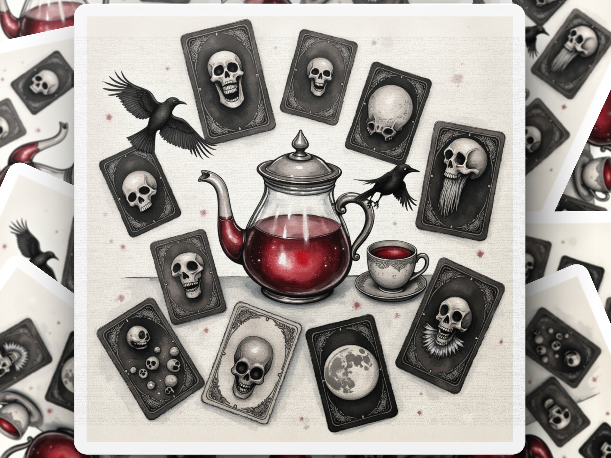 Waterproof Gothic Tarot Sticker for Witchy Journals Laptops Planners and Altars Raven Skull Art Sold as Single or Multiple Witch Decor (4).jpeg