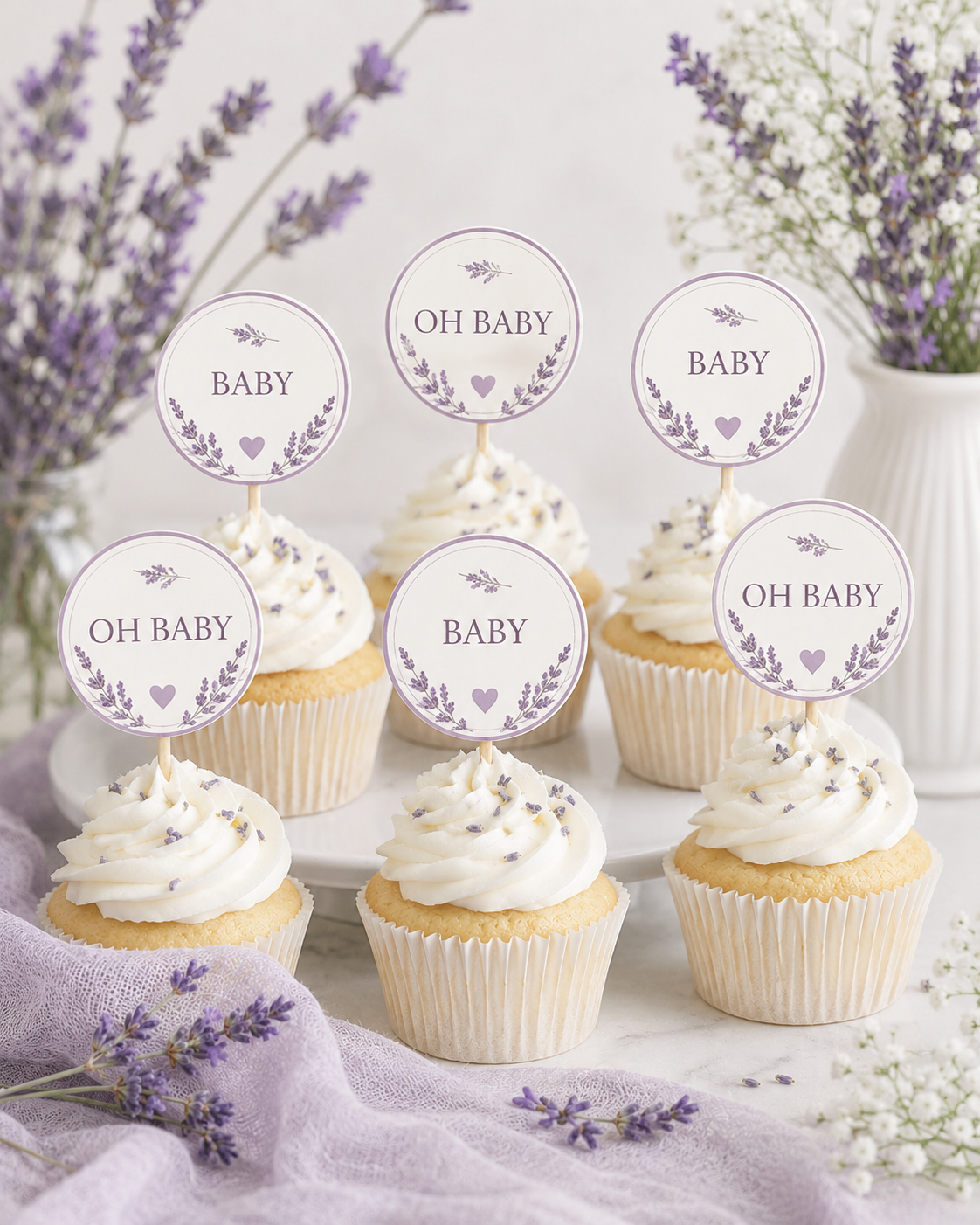 Product – Baby Shower Cupcake Toppers | Handmade 2" Party Decor | LuminaFlourish.com
