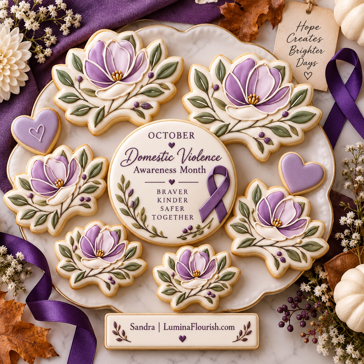 lotus cookie royal icing  october domestic violence awarenss.png