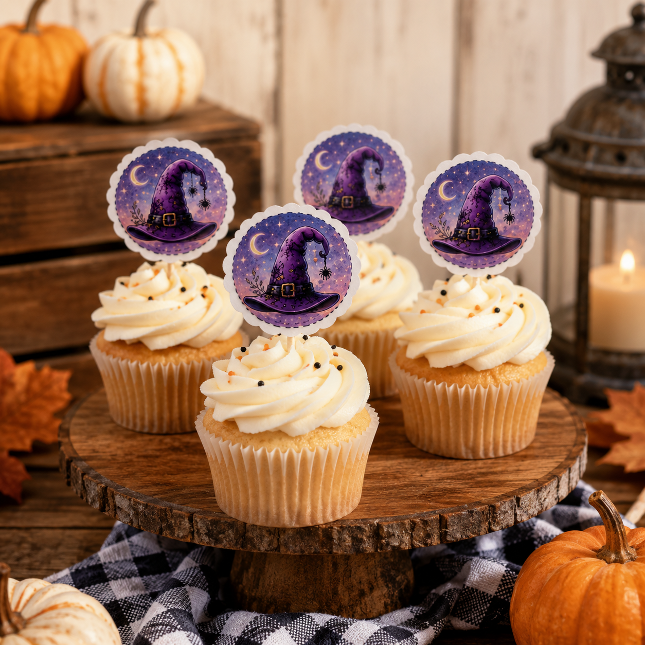 Purple Witch Hat Cupcake Topper Template – Halloween Party Decor