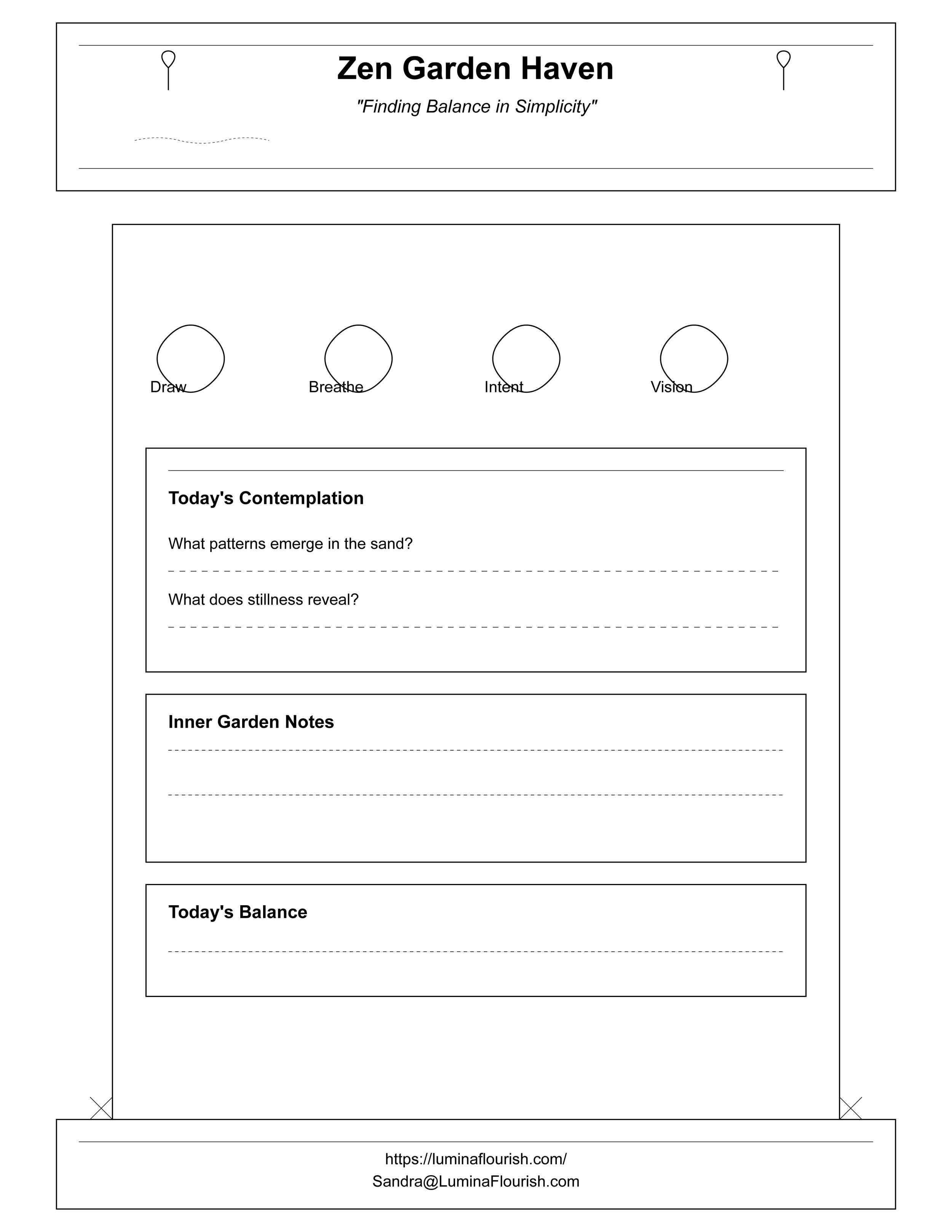 January 25 - Zen Garden Haven Worksheet: Cultivate Balance Through Mindful Reflection - FREE Digital Download