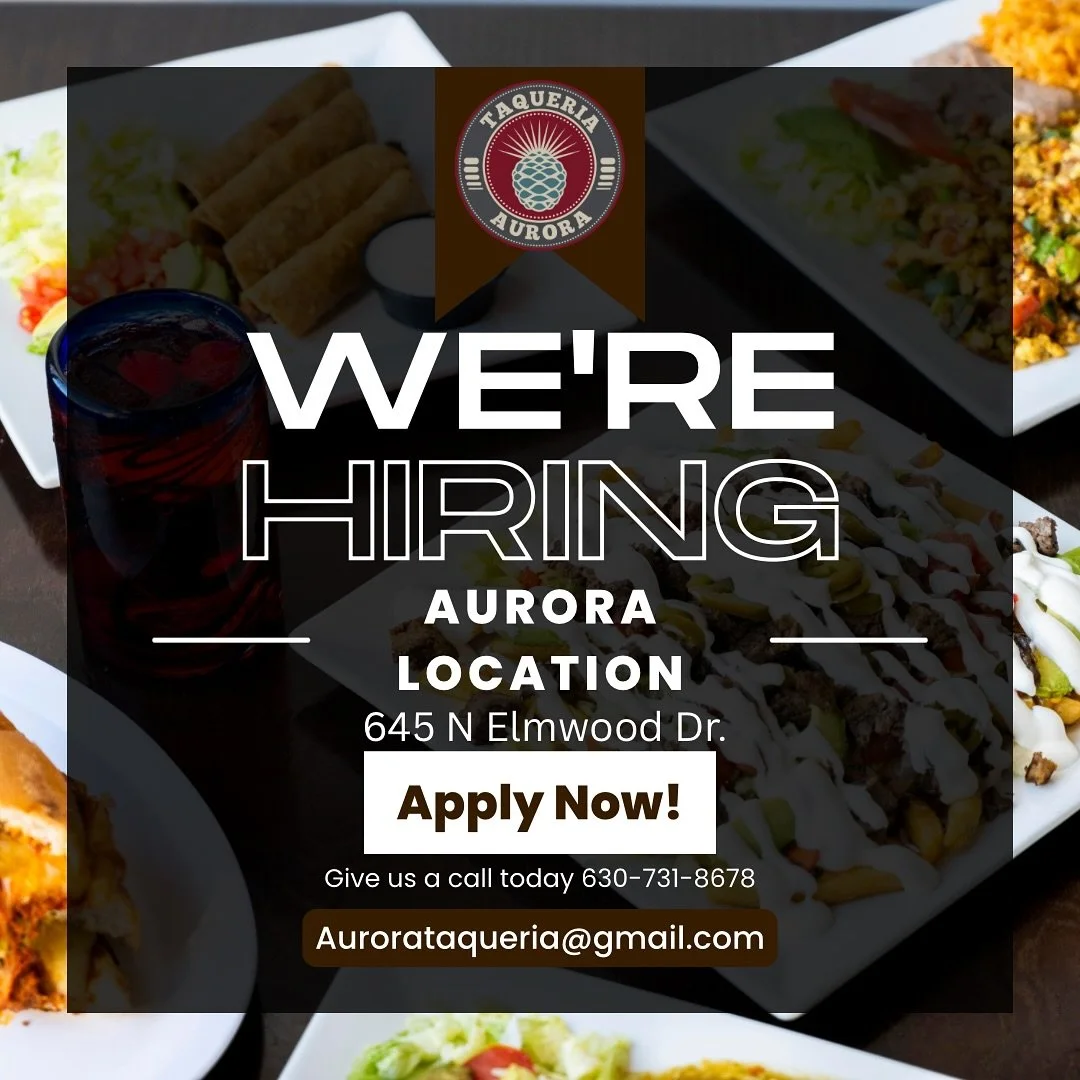 ✨Aurora friends! We&rsquo;re looking for 1 awesome server to join our team at 645 N Elmwood Dr.
Perfect for a summer gig ☀️
Apply now! 🌮
📞 630-731-8678 | 📧 Aurorataqueria@gmail.com