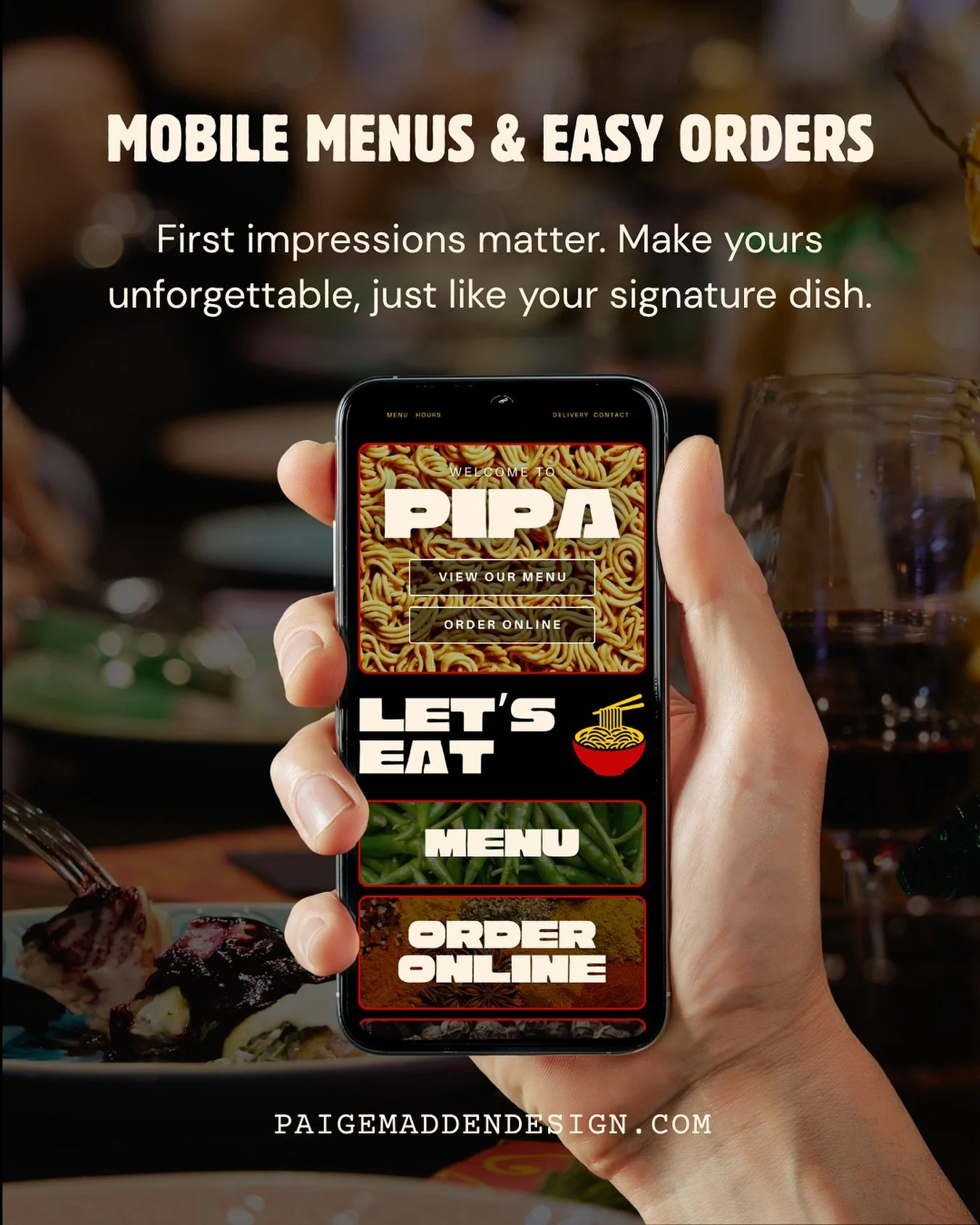 📱 Mobile Menus &amp; Easy Orders Matter More Than Ever 📱

Most diners are finding your restaurant on their phones&mdash;and if your website isn&rsquo;t optimized for mobile, you&rsquo;re losing guests before they even see your menu. A fast, easy-to