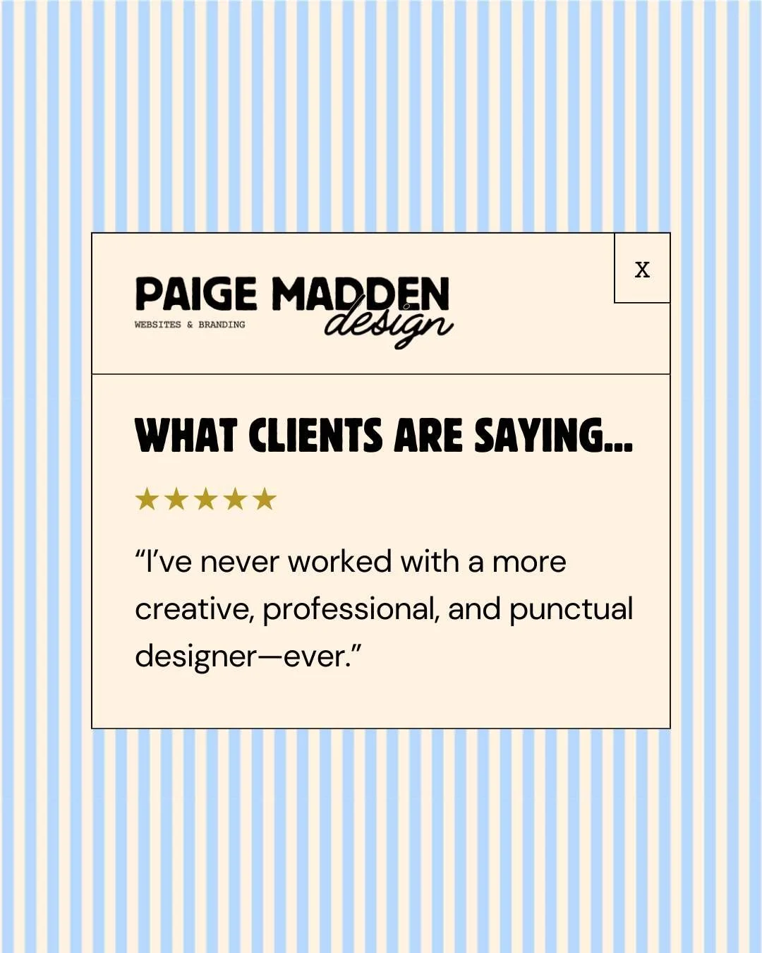 What clients are saying about @paige.madden.design

#branddesigner #webdesigner #creativeentrepreneur #designstudio #visualidentitydesign