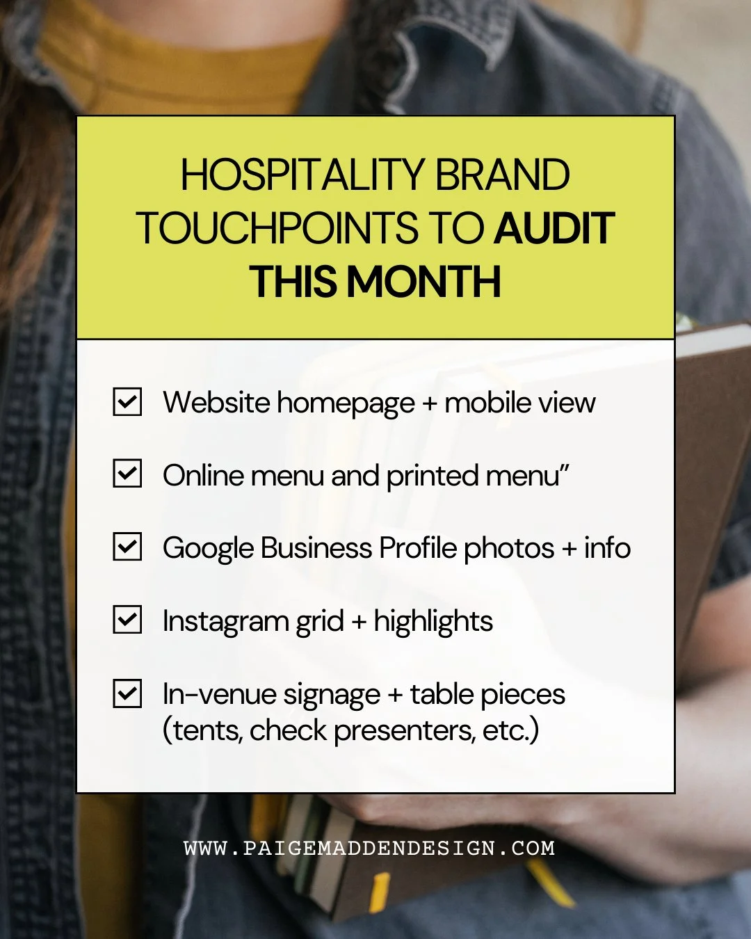 If your brand feels &lsquo;all over the place,&rsquo; start with a simple touchpoint audit.

👀Look at each of these areas and ask: &lsquo;Does this match the experience we&rsquo;re actually delivering now?&rsquo;

You don&rsquo;t have to fix everyth