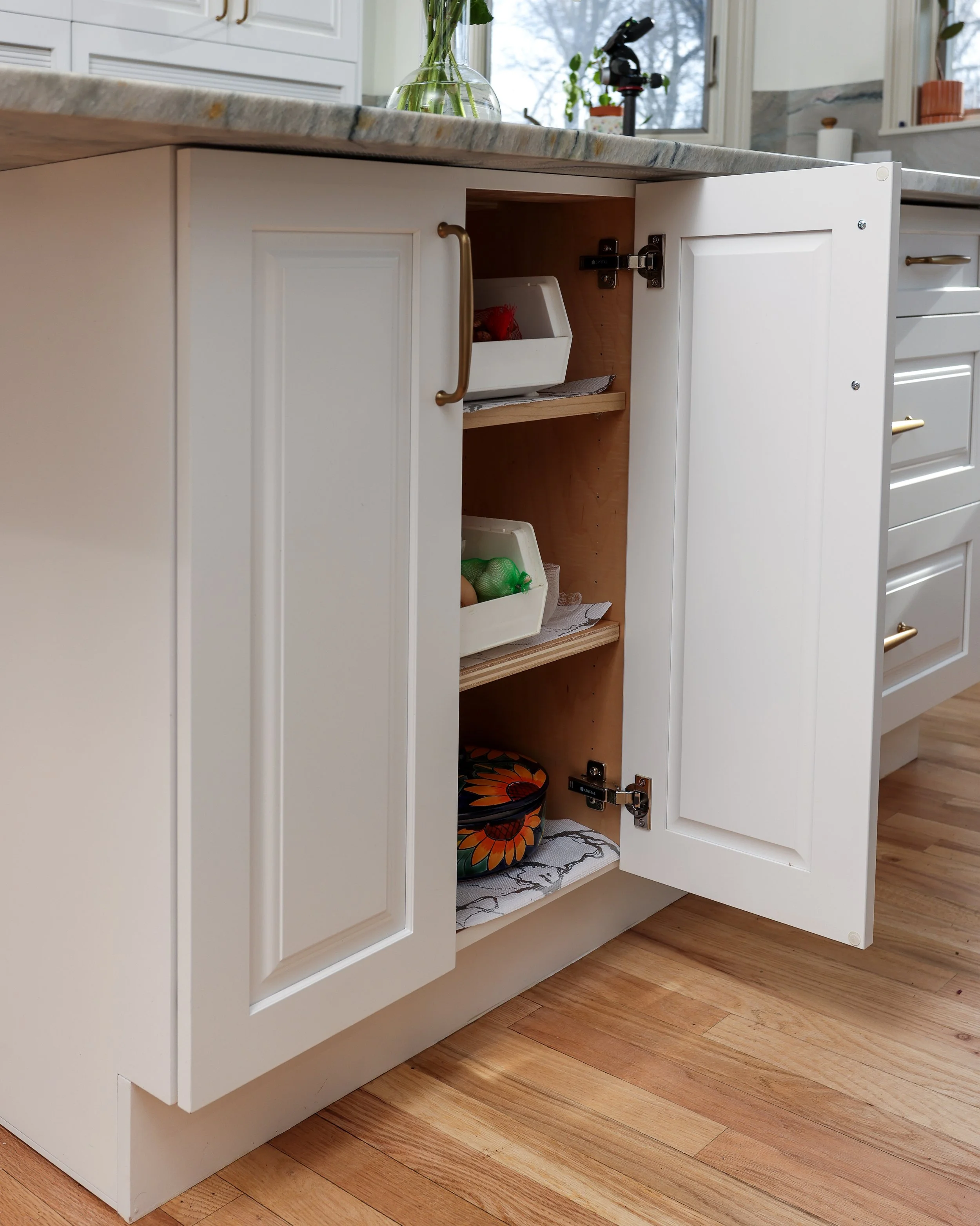 close up of a cabinet under an island