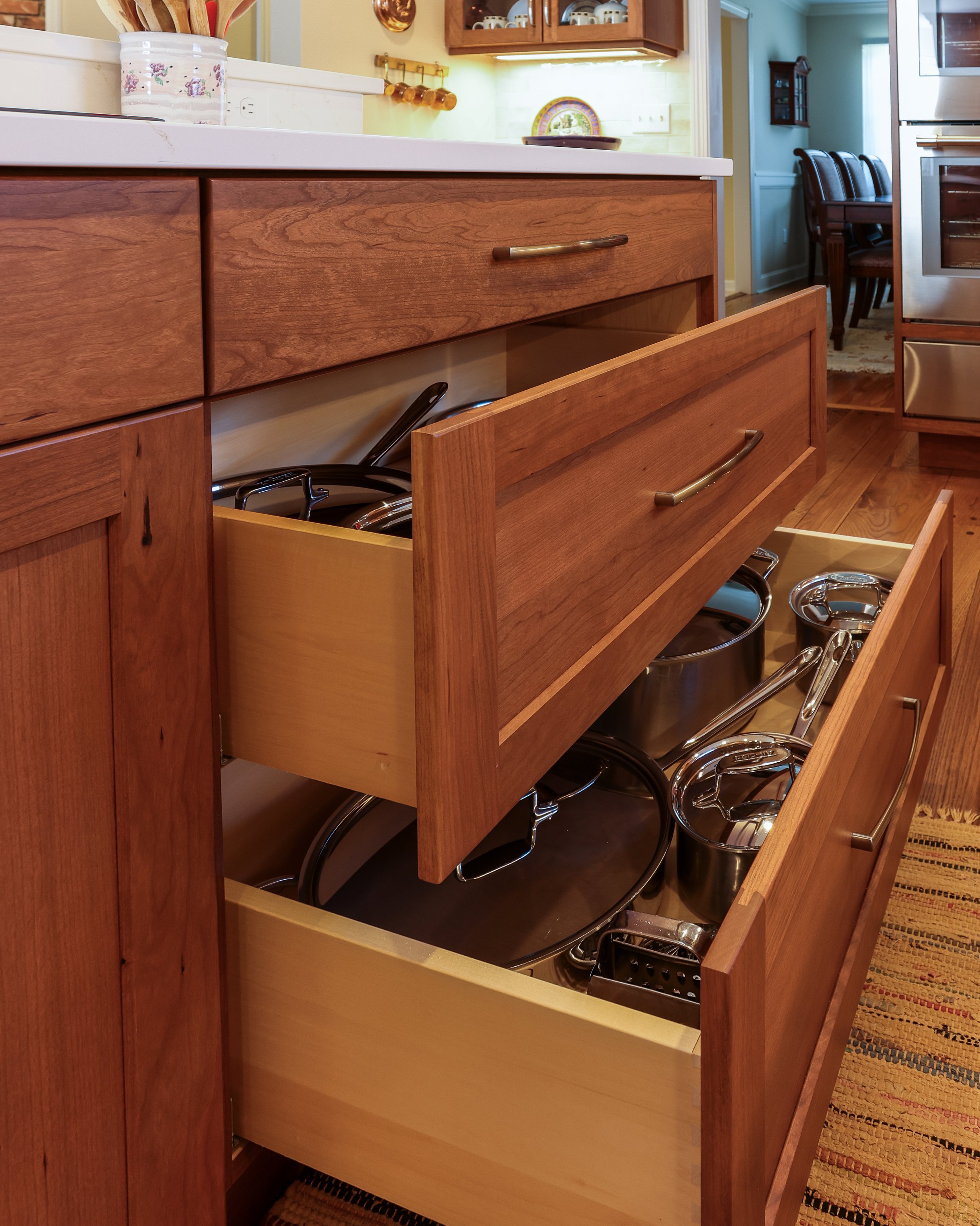 pull out drawers for pots and pans