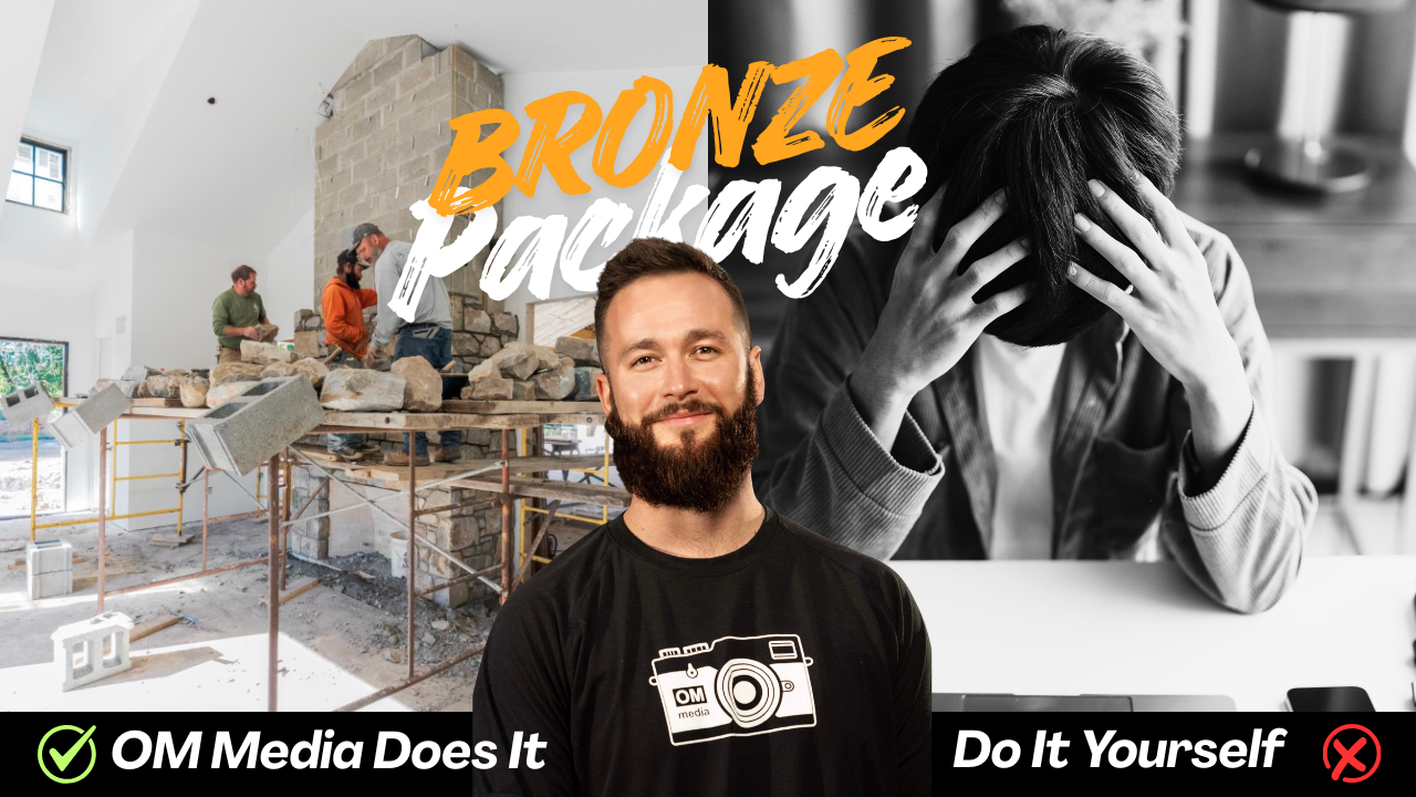 Text reading 'Bronzé Package' on a brown gradient background.