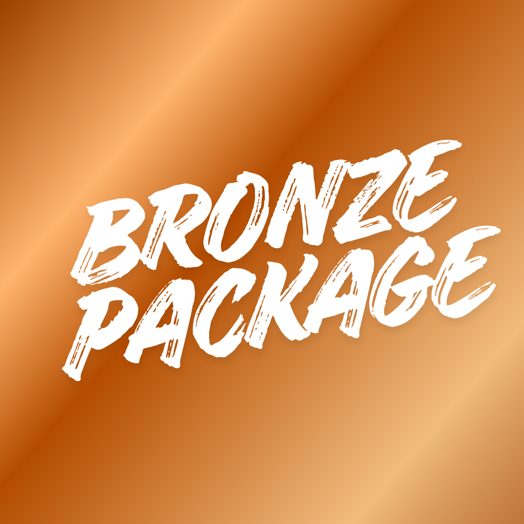 Text reading 'Bronzé Package' on a brown gradient background.