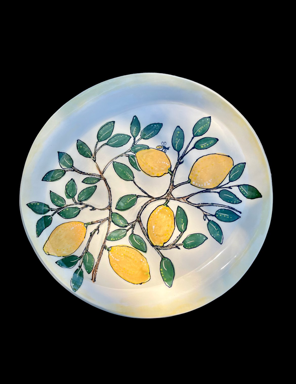 Large serving plate, lemon branch
