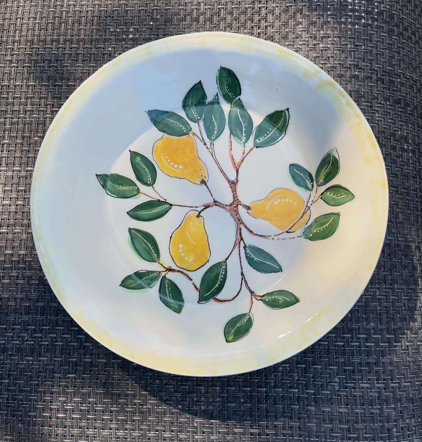 Large serving bowl, pear branch