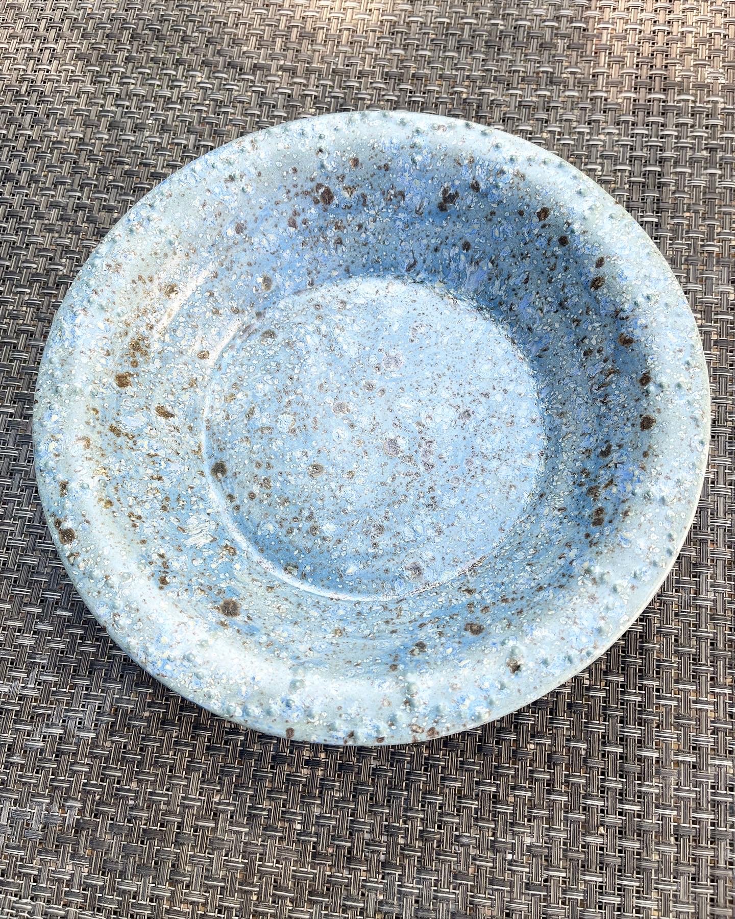 Textured serving bowl, speckled blue