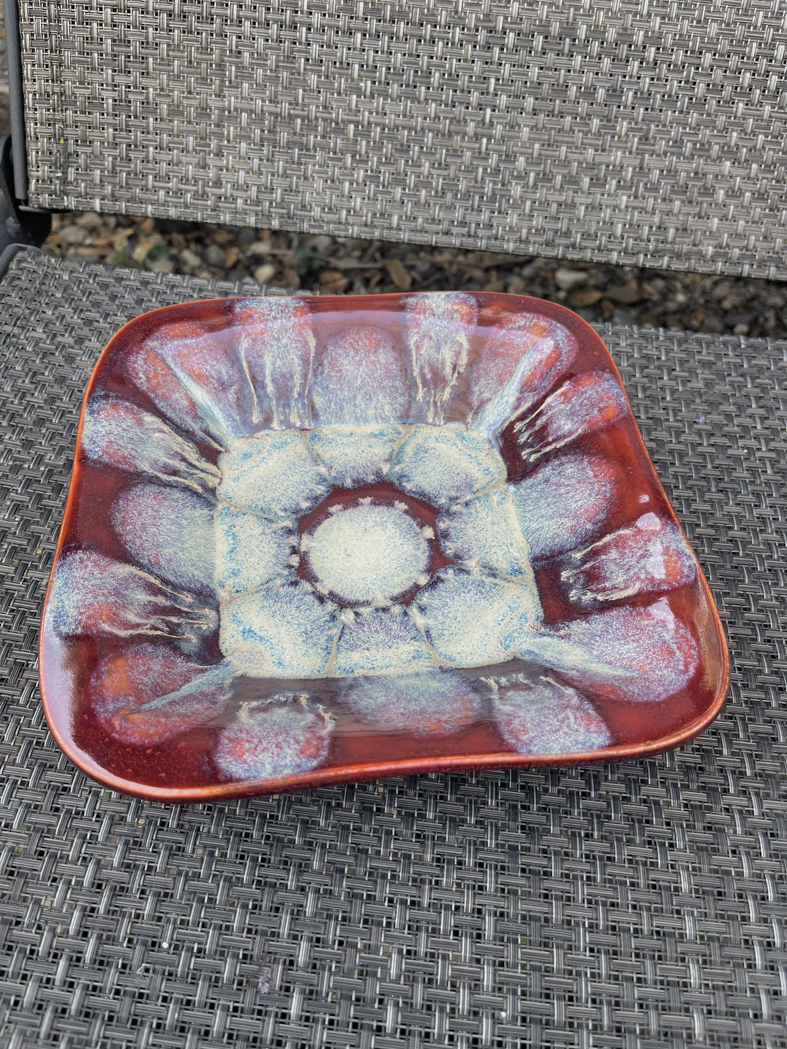 Red peacock serving bowl