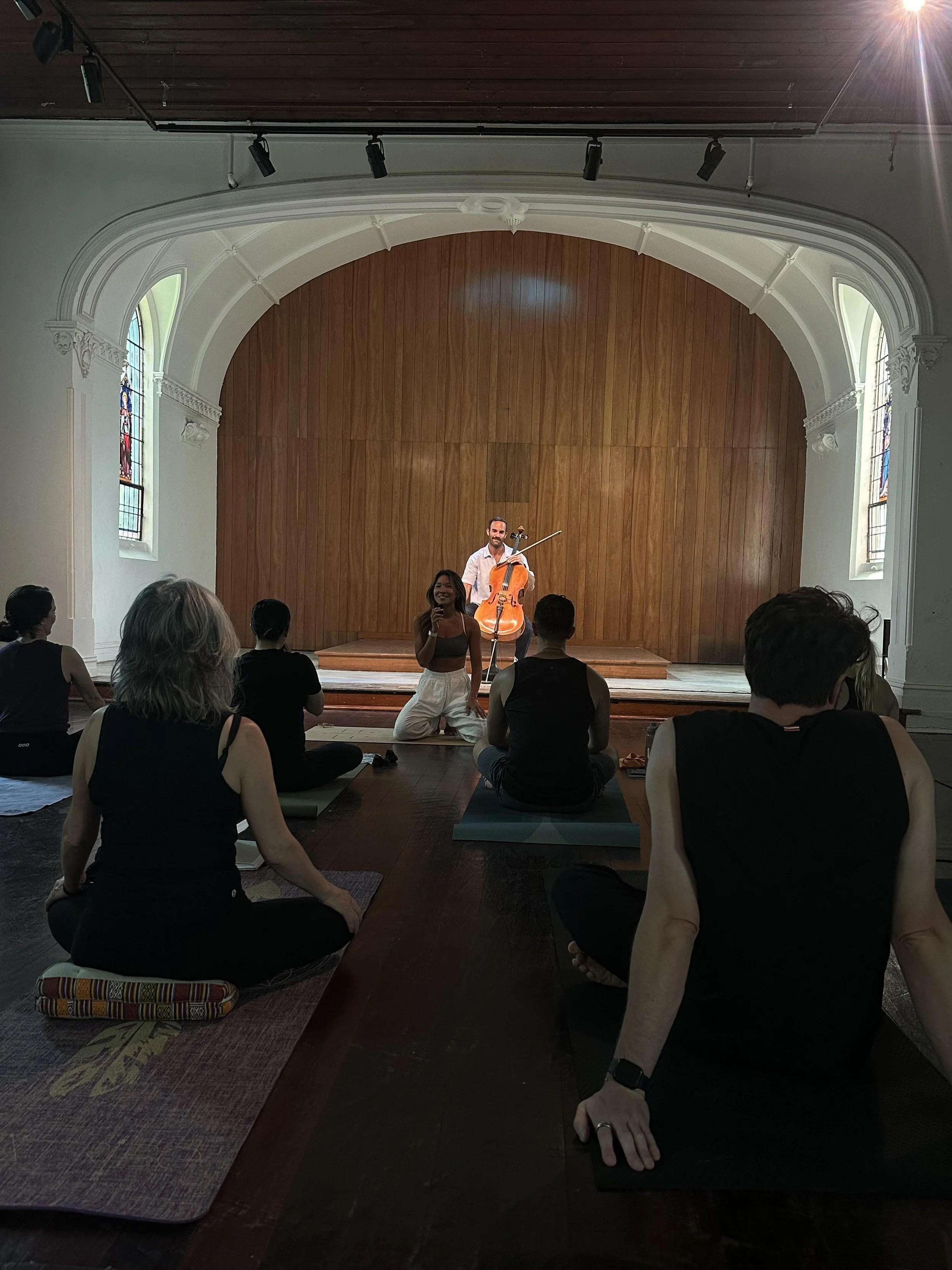 May 10 (MEL) - Cello Yoga @ the Abbotsford Convent with Michelle Li