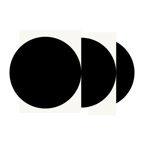 Geometric drawing of an outline square with sections divided by vertical, horizontal, and circle lines.