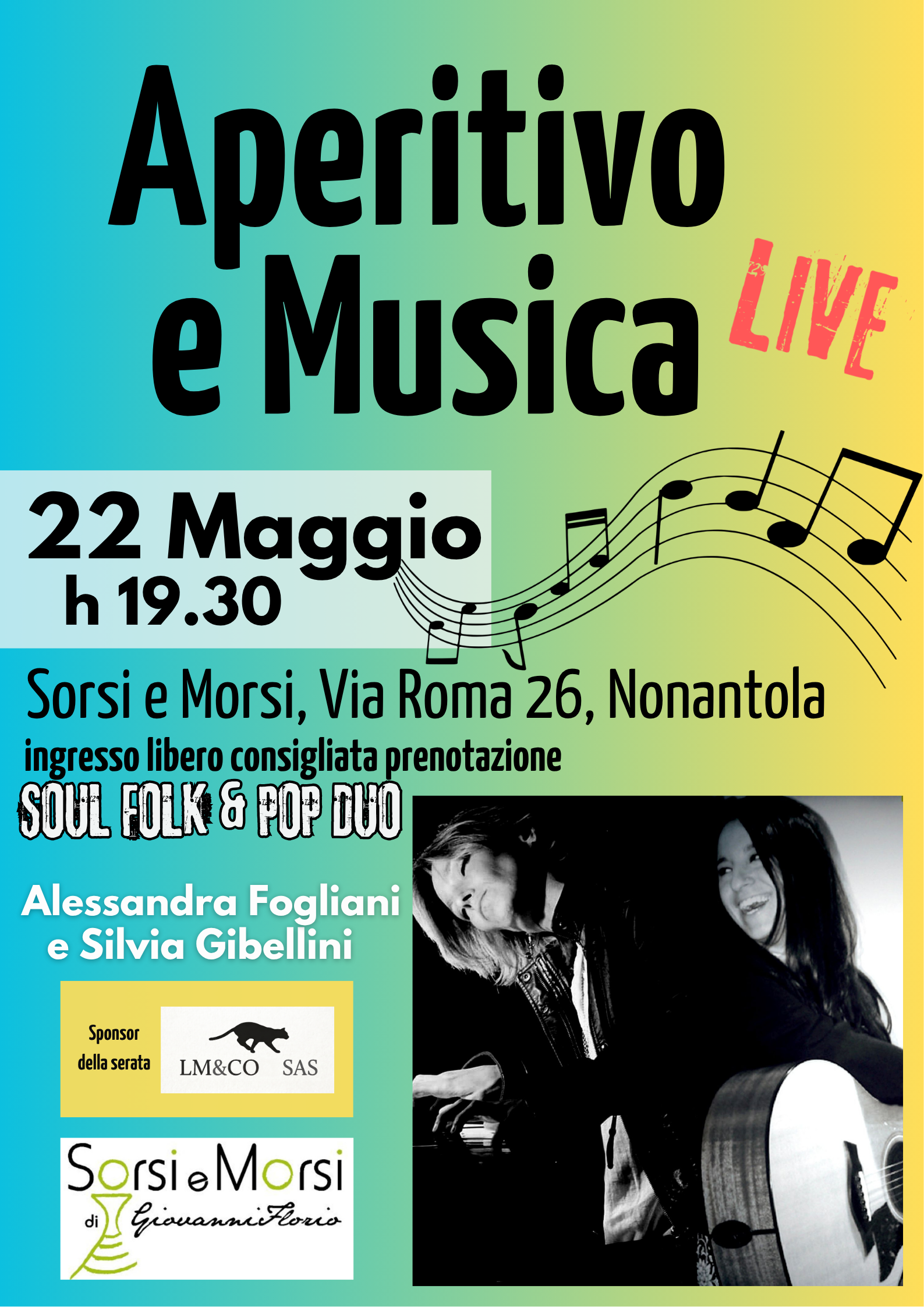 Serata Musica dal Vivo a Nonantola — Soul, Folk &amp; Pop Duo