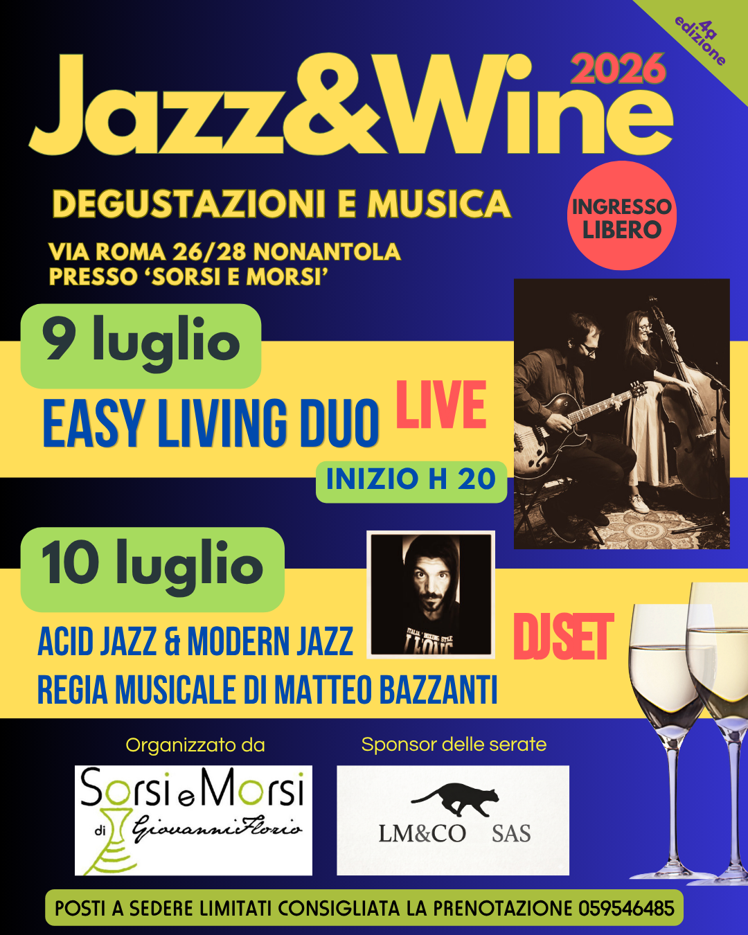 Jazz &amp; Wine 2026: Torna a Nonantola la 4ª Edizione tra Musica e Degustazioni