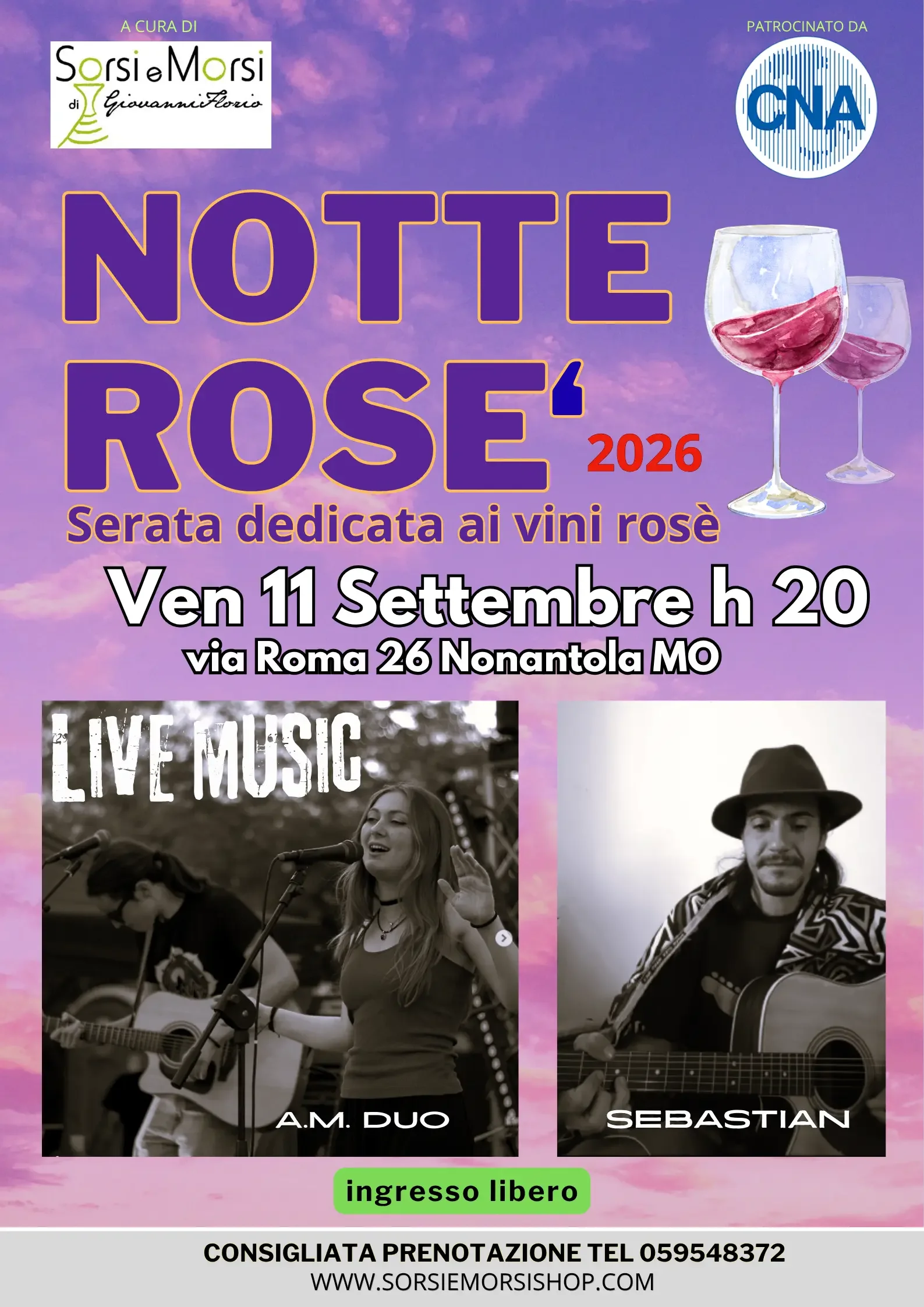Notte Rosè 2026 - La serata dei vini Rosè e Musica dal Vivo