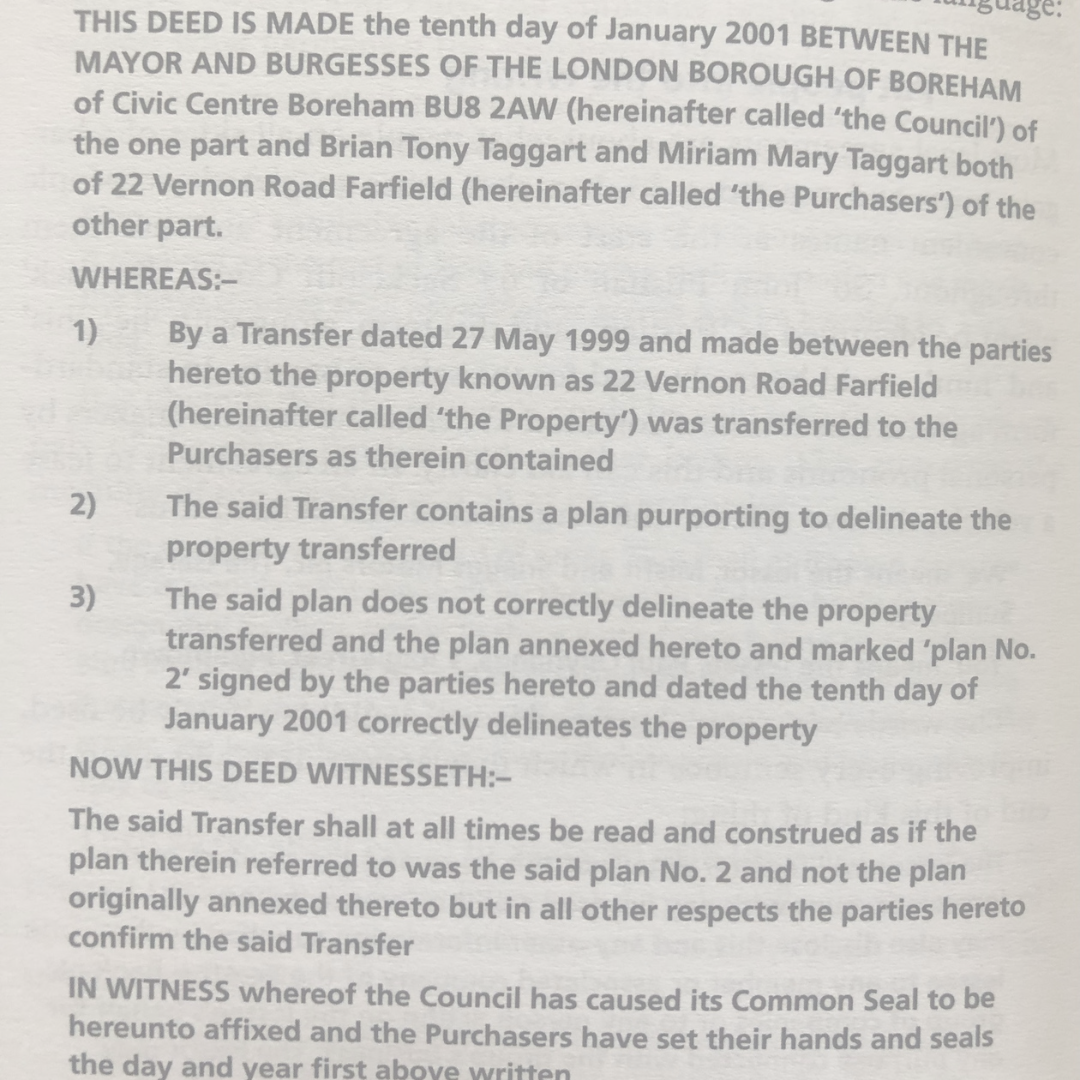       
  
   
 Facelift for a deed 
 In the classic  Oxford Guide to Plain English,&nbsp;  Martin Cutts rewrote a deed of amendment (second edition,&nbsp;pages 180 and 181).  Here's the original  Can you guess what issue they were amending?  


  
 #