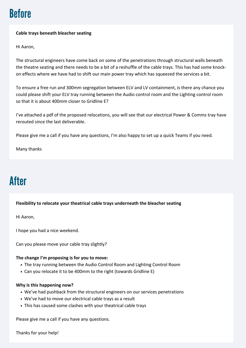 A trimmed technical email
