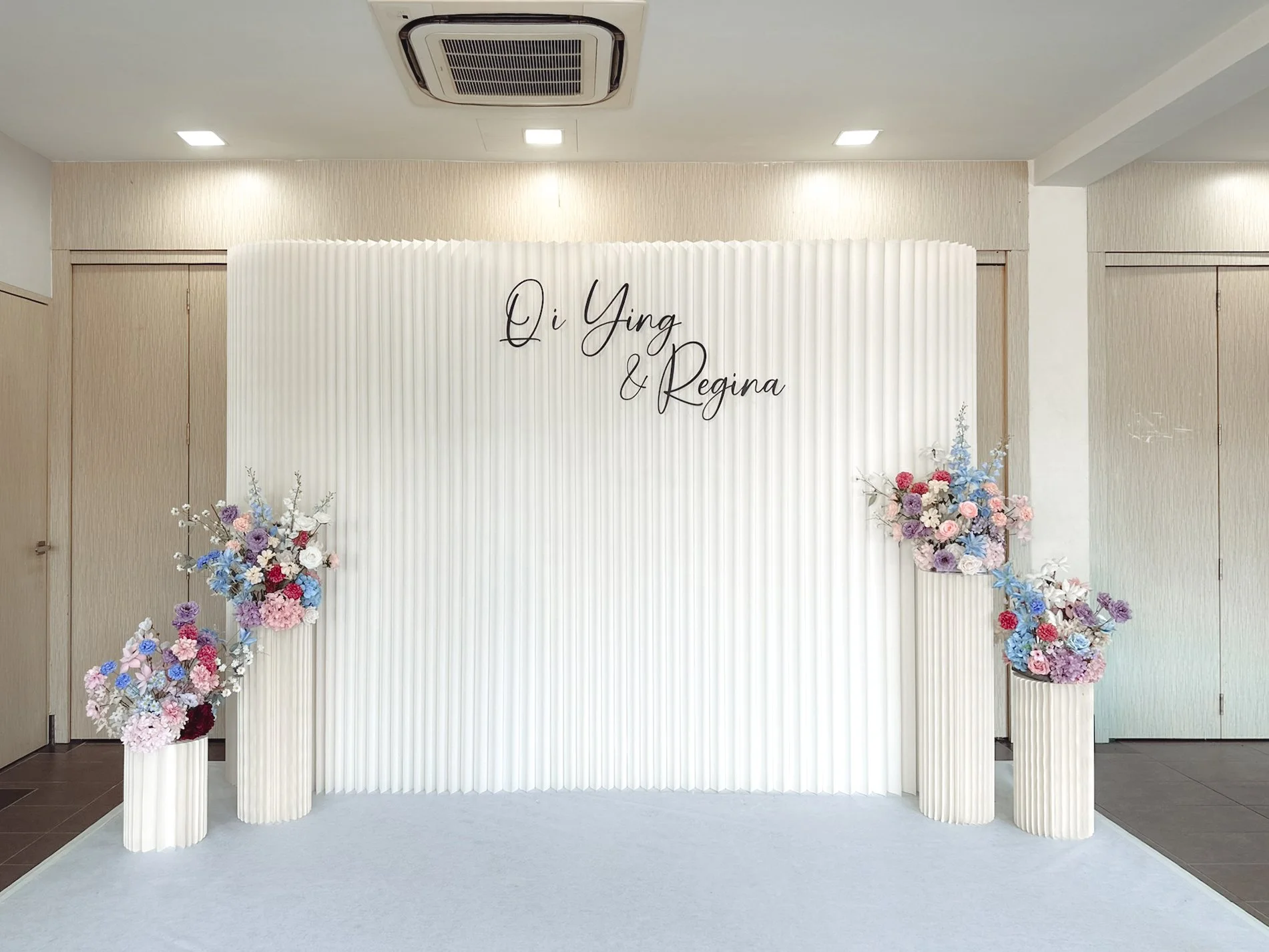 Pleated Backdrop with Customised Faux Florals