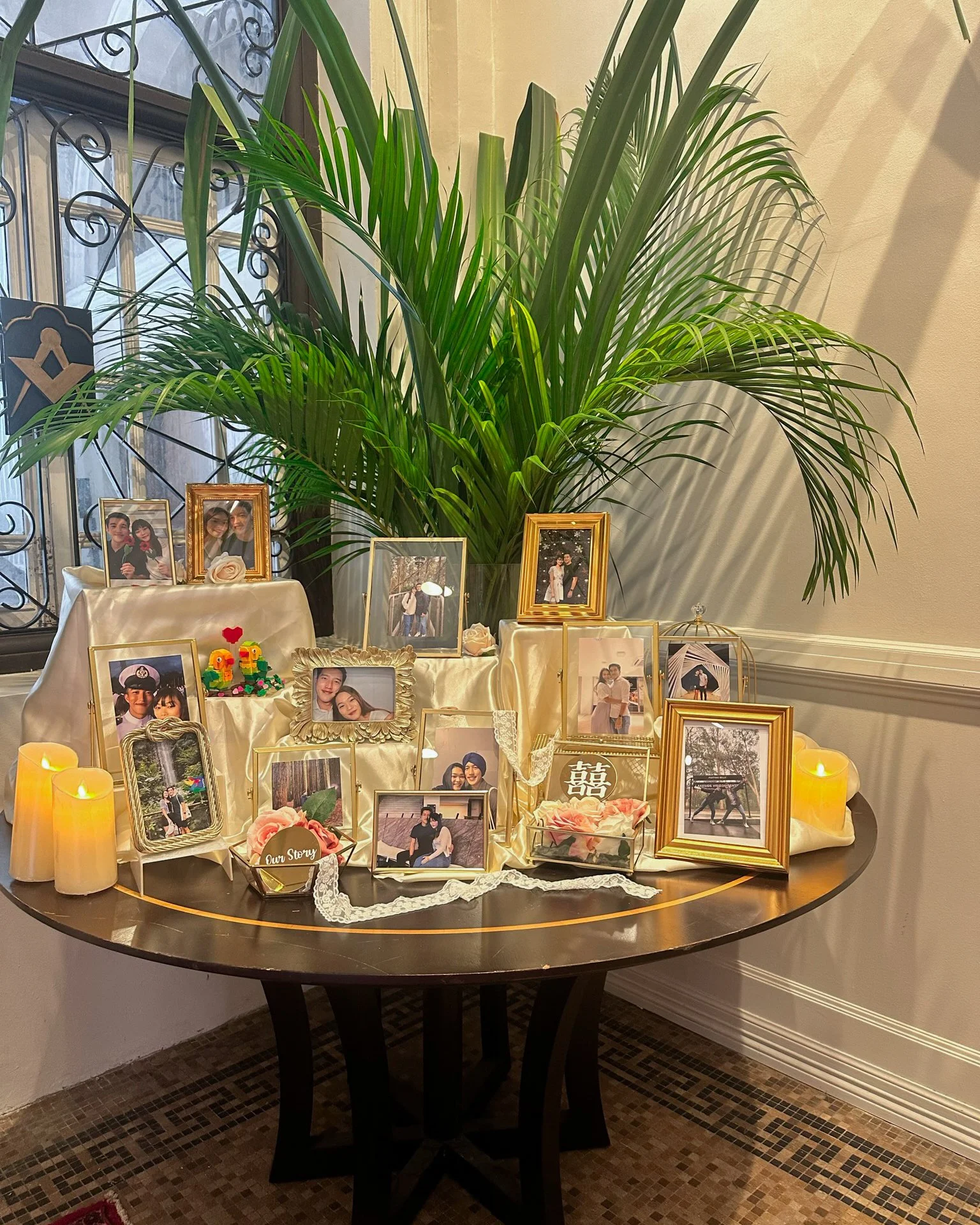 Photo display table for a wedding solemnisation ROM in Singapore at The Masons Table
