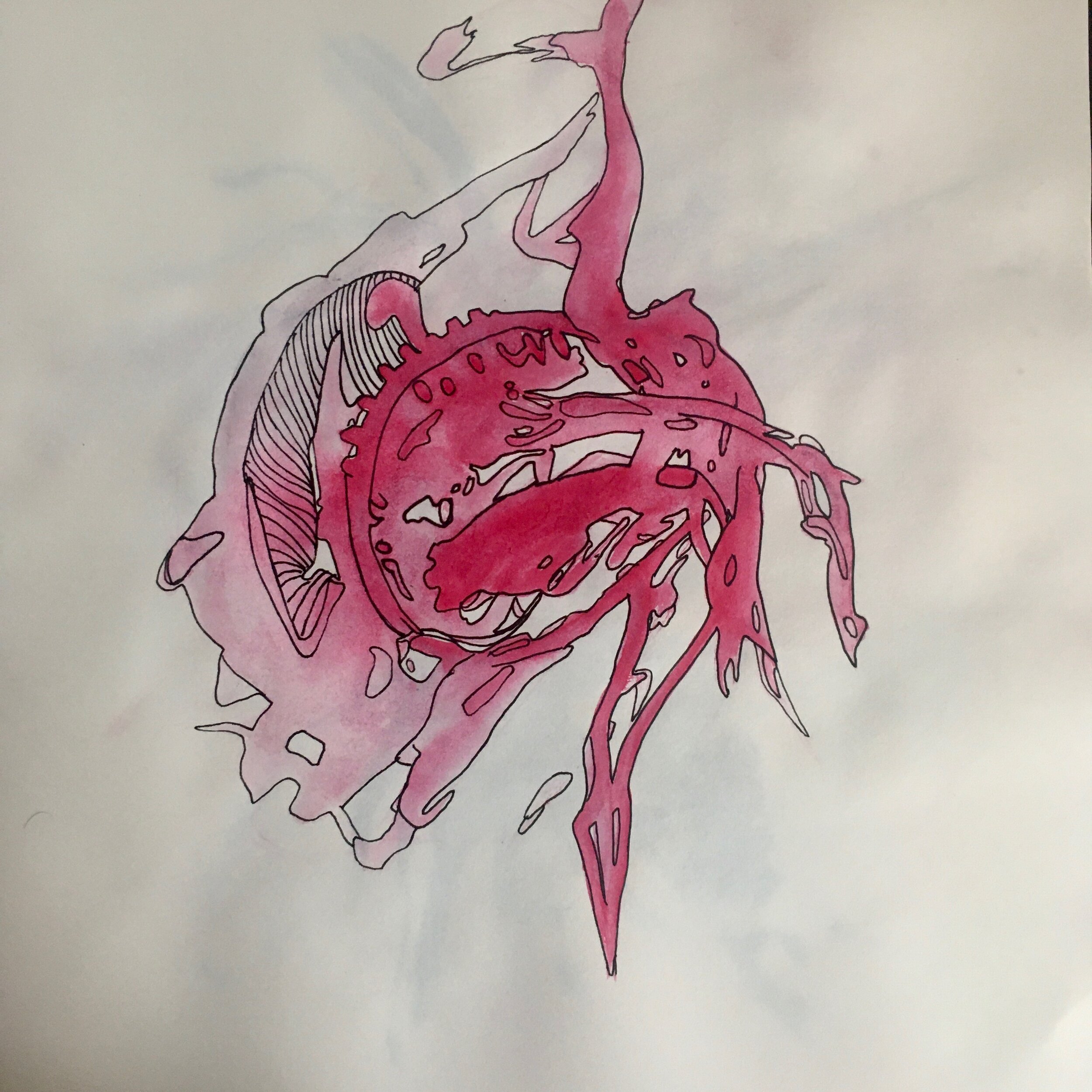 T H E H E A R T B R E A K / Japanese Ink with Pigment on Paper / 30cm x 30cm / 2019