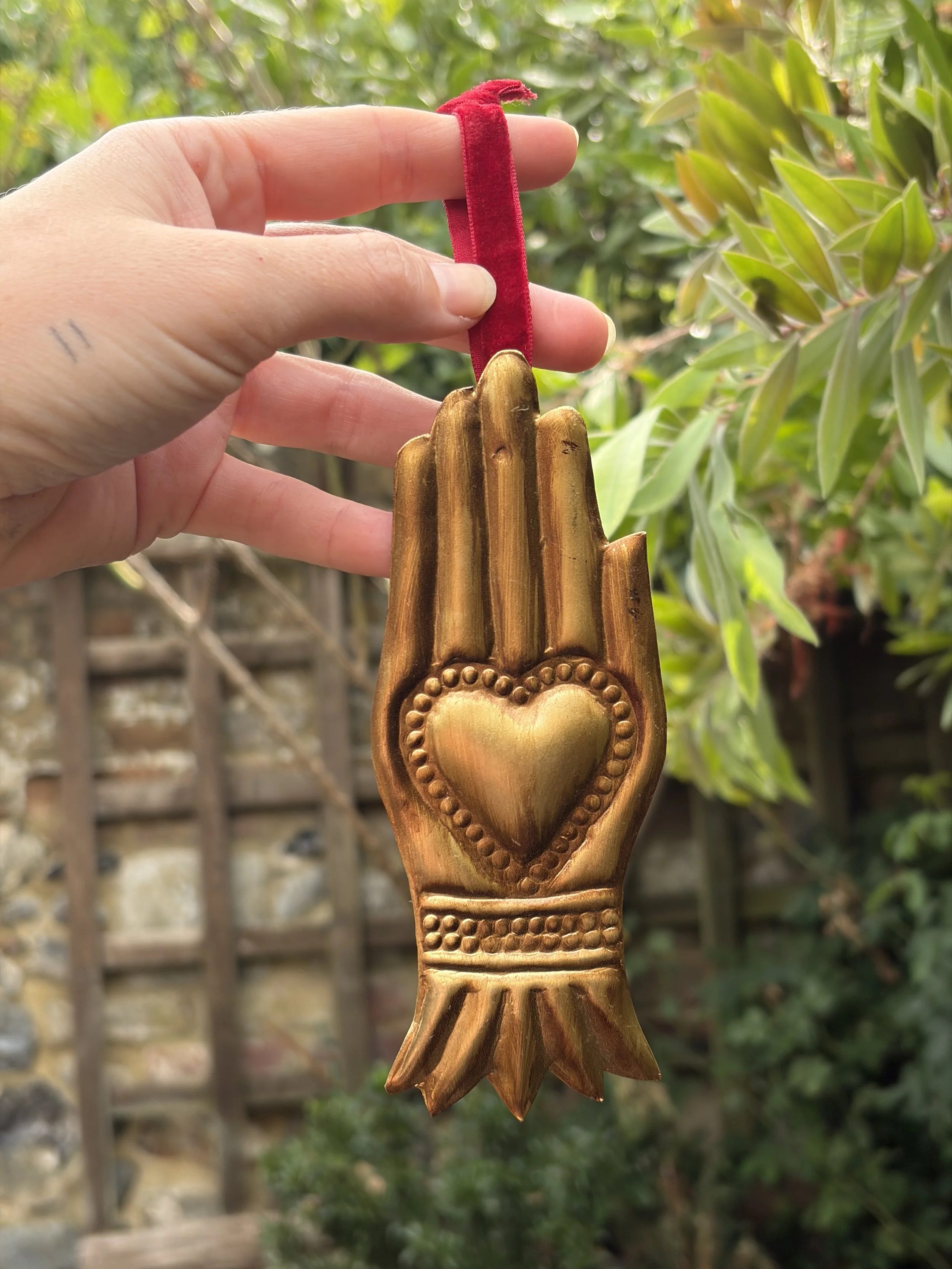 Gold Milagro Hand Ornament