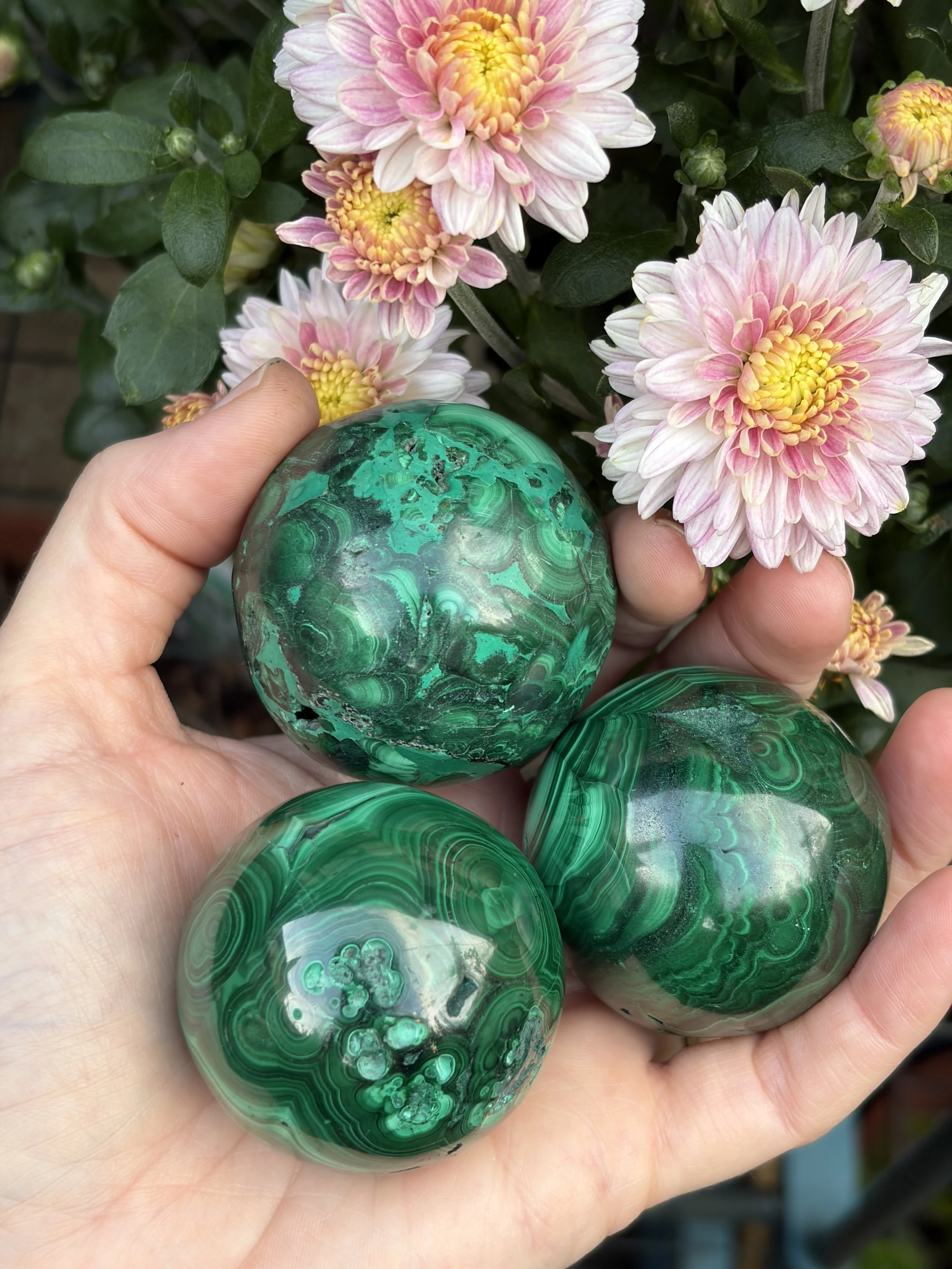 Malachite Crystal Spheres