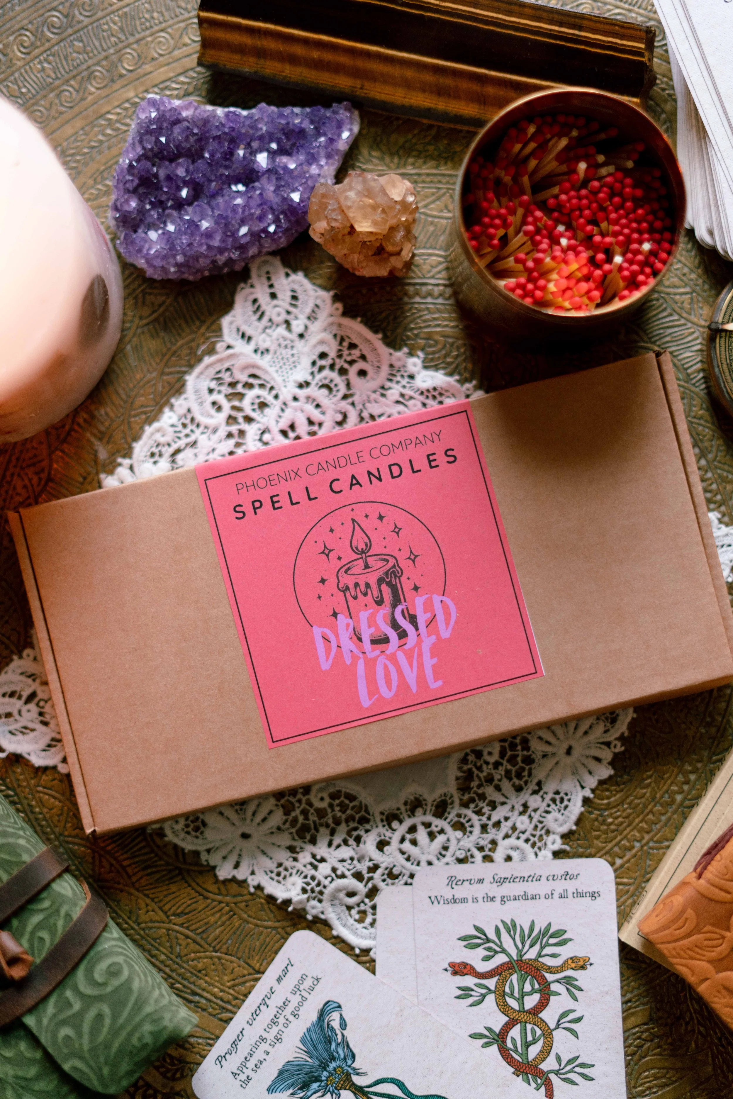 Large Dressed Beeswax Spell Candles 8" For Love