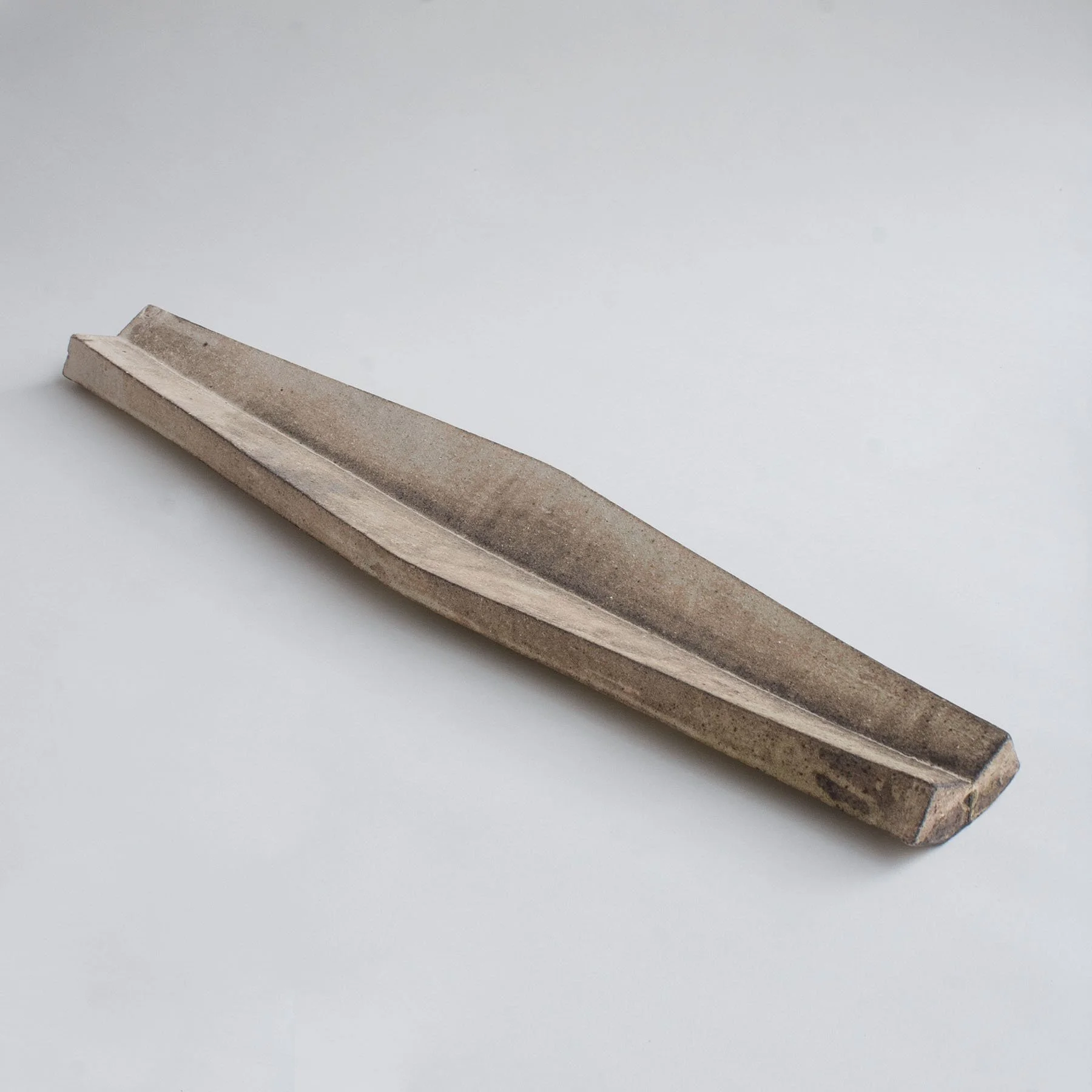 Tray; gas reduction, stoneware, ash slip