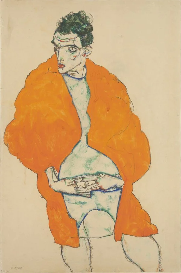 'Male Figure (self-portrait)' by Egon Schiele, 1914
