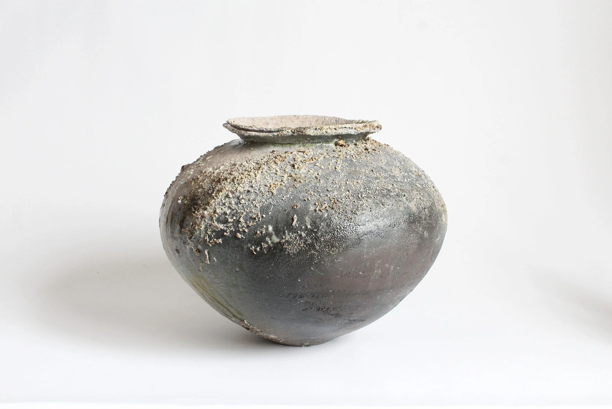 Red Moon Jar; Woodfired, Local White Clay