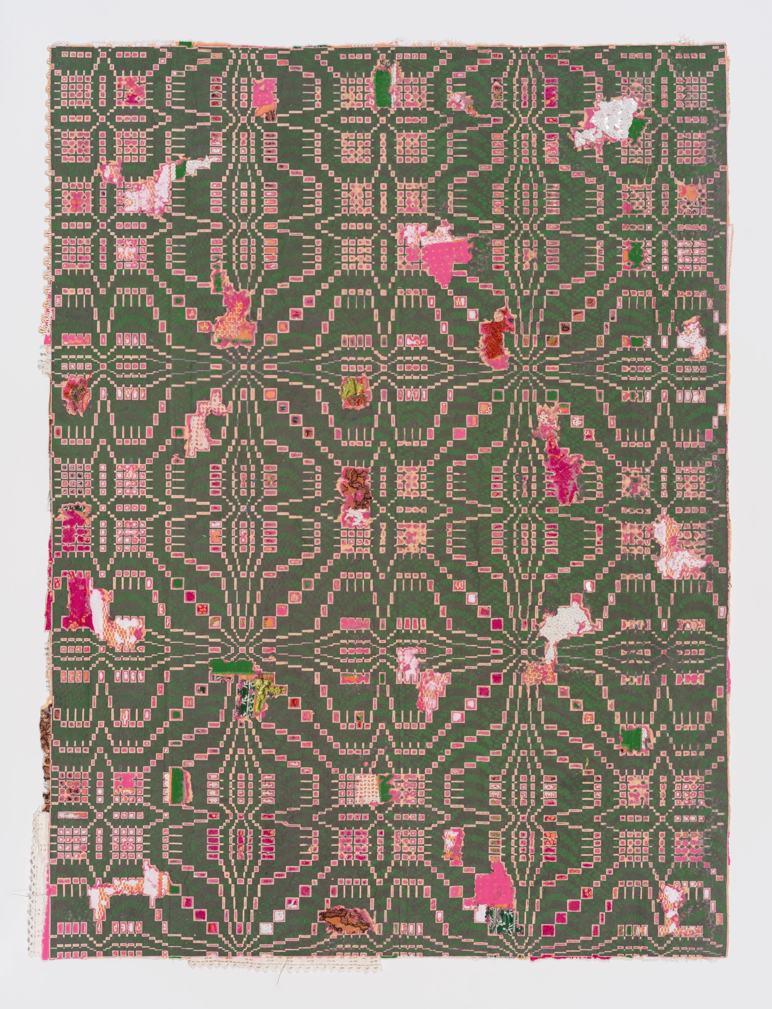 Rose in the Valley
2025
Pigmented cotton, abaca & linen pulp, embedded textiles
40 x 30 inches