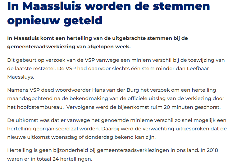 Hertellingen in Maassluis!