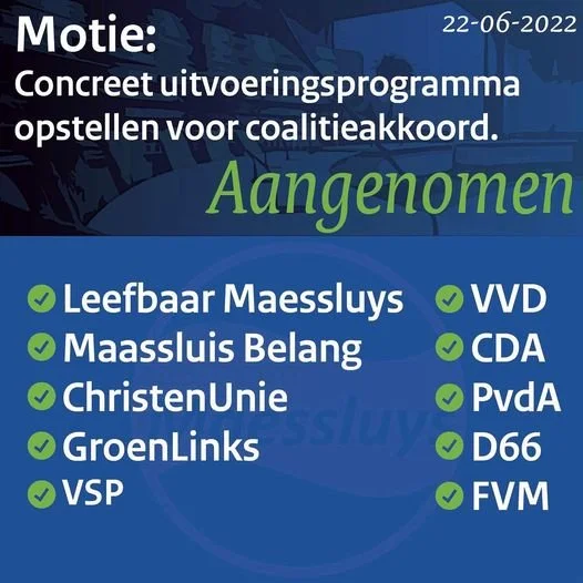 Concreet uitvoeringsprogramma opstellen voor coalitieakkoord.
