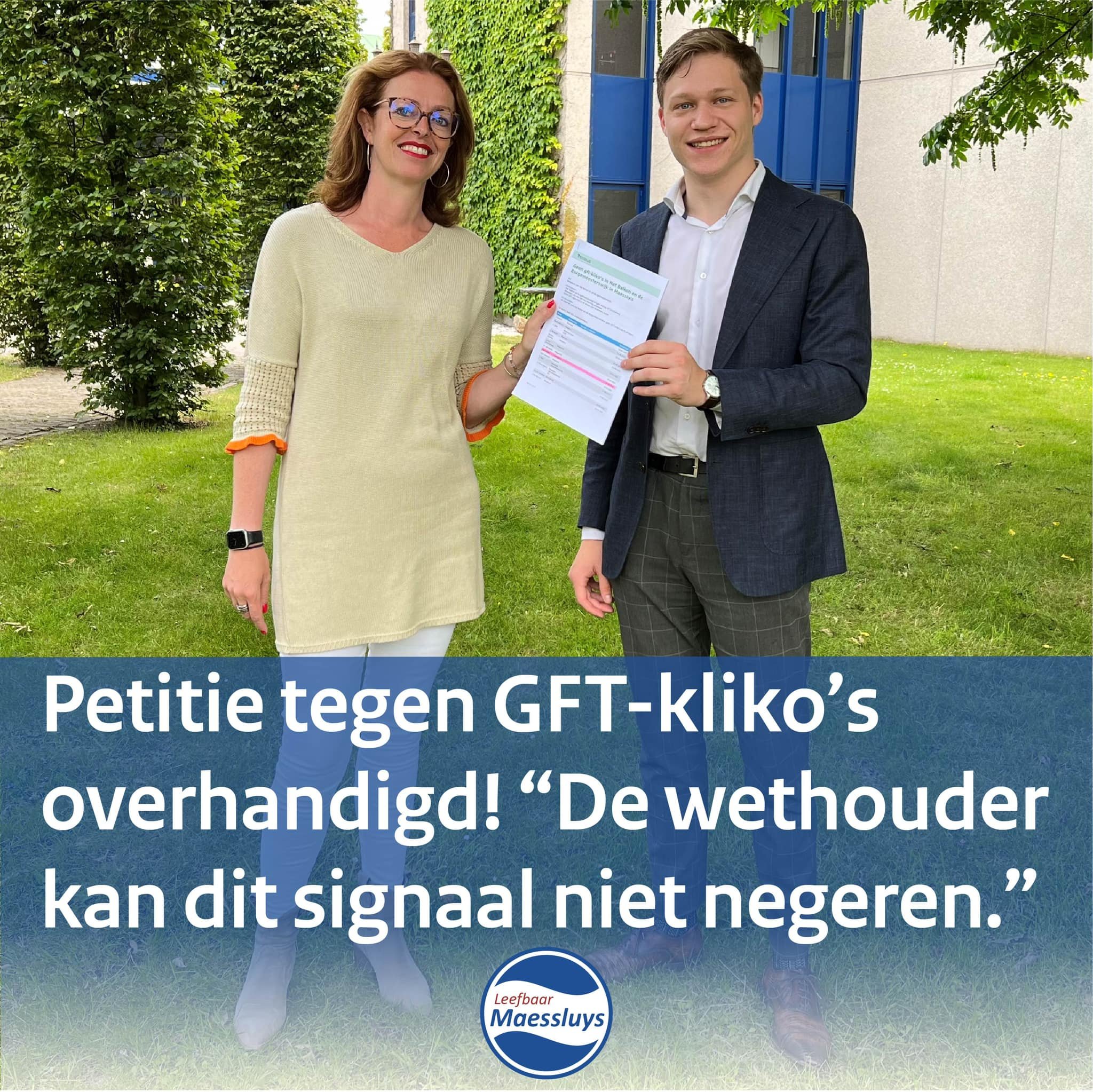 Overhandiging petitie tegen GFT-kliko’s.