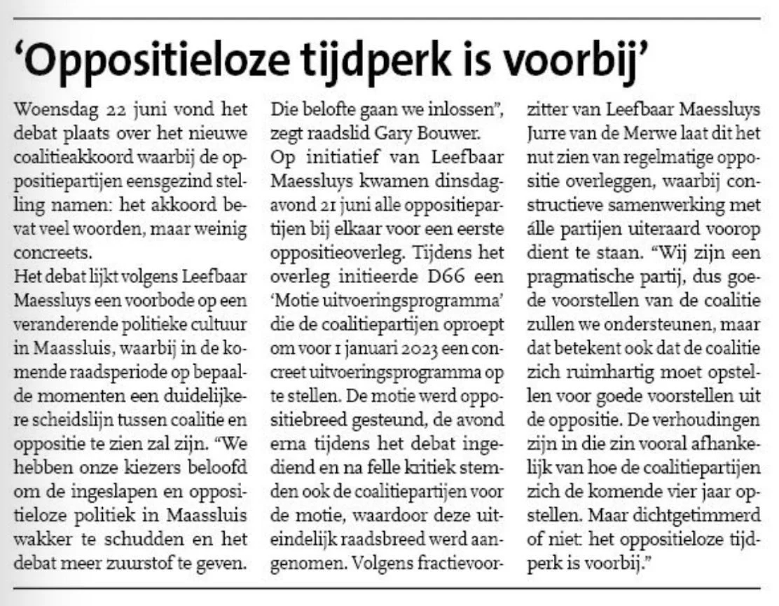 Het oppositieloze tijdperk is voorbij.