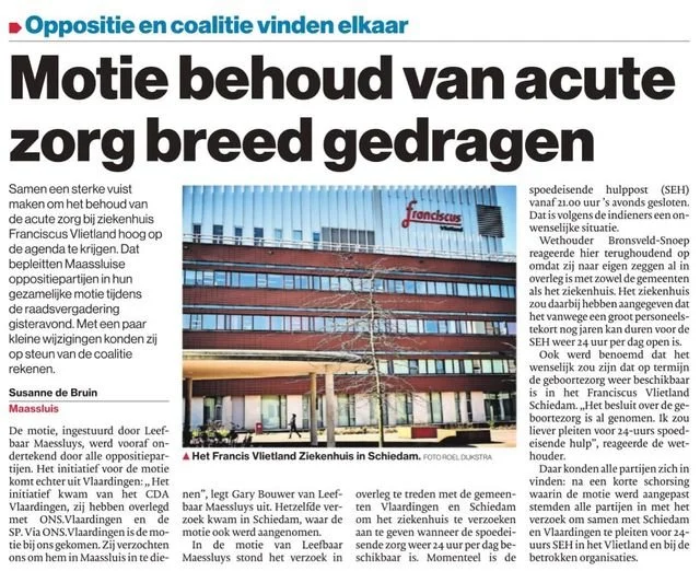 Leefbaar Maessluys in het AD