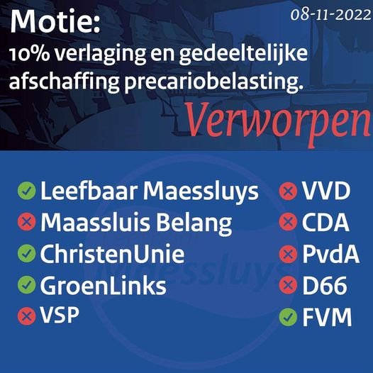 Motie: Verlaging en gedeeltelijke afschaffing precariobelasting.